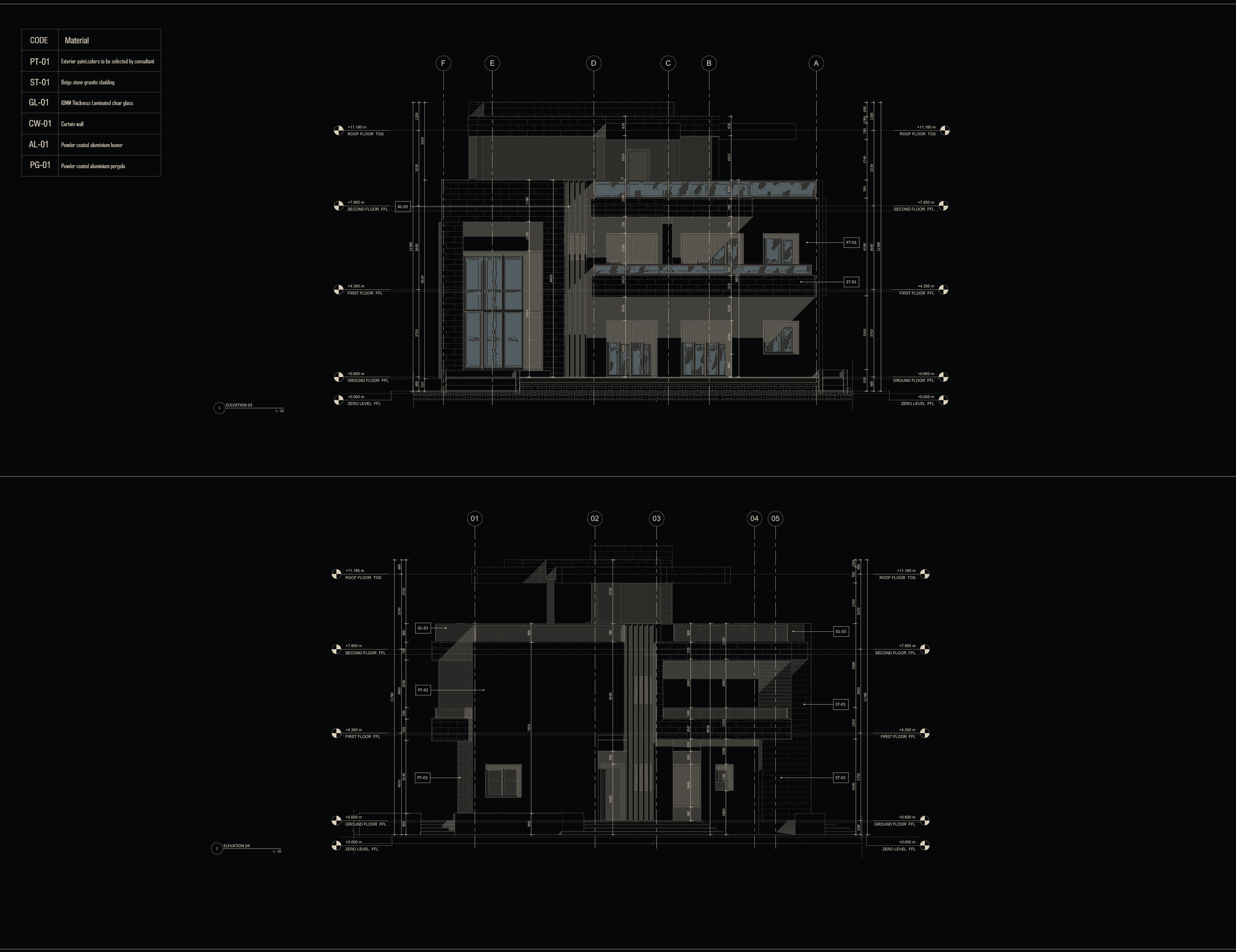 Elevations 03 and 04